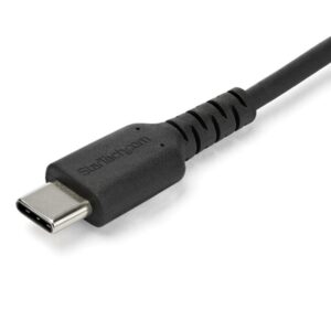 StarTech.com Cable de 2m de Carga USB A a USB C - de Carga Rápida y Sincronización Rápida USB 2.0 a USB Tipo C - Revestimiento TPE de Fibra de Aramida M/M 3A Negro - S10, iPad Pro, Pixel