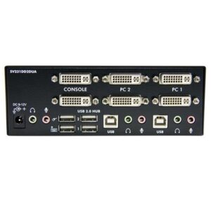 StarTech.com Conmutador Switch KVM de 2 Puertos Doble Monitor DVI Audio 4 Puertos USB 1920x1200