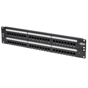 Tripp Lite N252-048 Panel de Conexiones Cat5 / Cat6 110 de 48 Puertos, para Instalación en 2U de Rack, 568B, Ethernet RJ45