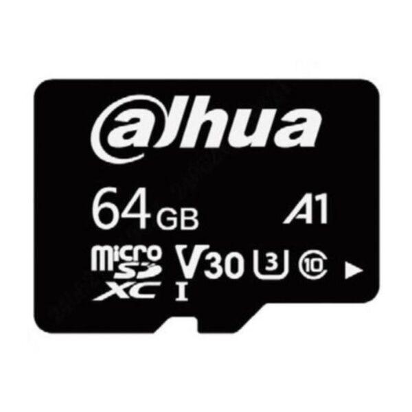 DAHUA MICROSD 64GB, ENTRY LEVEL VIDEO SURVEILLANCE MICROSD CARD, READ SPEED UP TO 100 MB/S, WRITE SPEED UP TO 40 MB/S, SPEED CLASS C10, U3, V30, A1 (DHI-TF-L100-64GB)