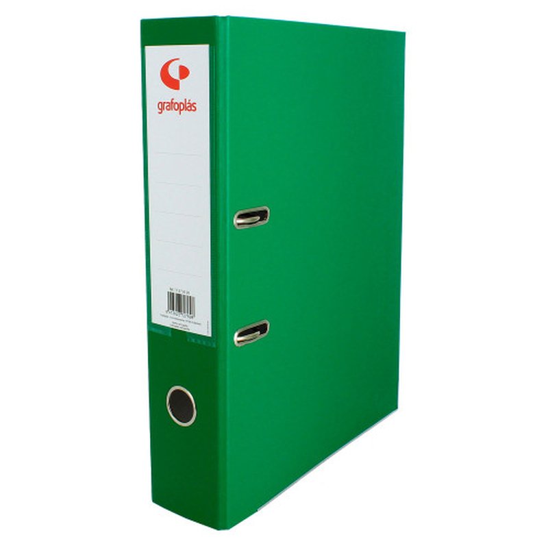 ARCHIVADOR PALANCA 65 COLOR VERDE A4 LOMO ANCHO 290X320X75 GRAFOPLAS 17269520 | PACK 12 UNIDADES - Imagen 2
