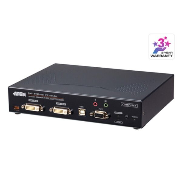 ATEN Transmisor de KVM DVI-I a través de IP de doble pantalla con acceso a Internet