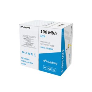 BOBINA CABLE RED LANBERG UTP RJ45 100 MB/S SOLIDO CCA AWG24 305M  AMARILLO