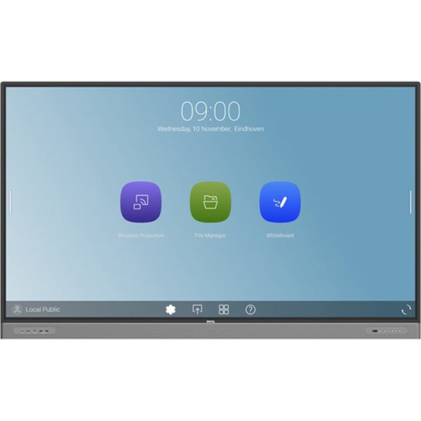 BenQ RM7503 Panel plano interactivo 190,5 cm (75") LED 450 cd / m² 4K Ultra HD Negro Pantalla táctil Procesador incorporado Android 9.0 18/7