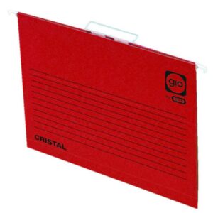 CARPETA COLGANTE CAJÓN VISOR CORTO CRISTAL FOLIO LOMO V COLOR ROJO GIO 400021956 | PACK 25 UNIDADES