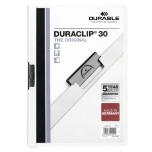 DOSSIER CON CLIP 30 H A4 BLANCO DURABLE 2200-02 | PACK 25 UNIDADES