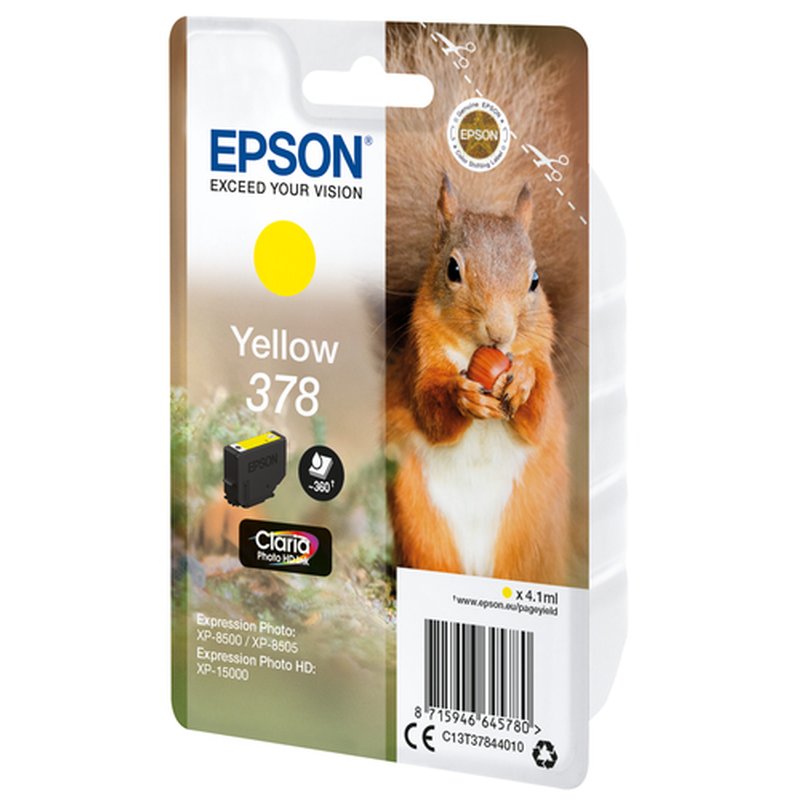 Epson Squirrel Singlepack Yellow 378 Claria Photo HD Ink - Imagen 2