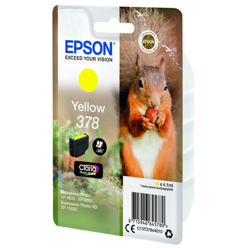 Epson Squirrel Singlepack Yellow 378 Claria Photo HD Ink - Imagen 3