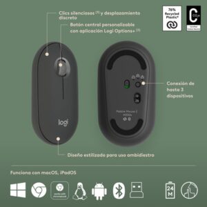 Logitech Pebble 2 Combo teclado Ratón incluido RF Wireless + Bluetooth QWERTY Español Grafito