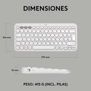 Logitech Pebble Keys 2 K380s teclado RF Wireless + Bluetooth QWERTY Español Blanco Logitech Pebble Keys 2 K380s teclado RF Wireless + Bluetooth QWERTY Español Blanco