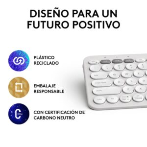 Logitech Pebble Keys 2 K380s teclado RF Wireless + Bluetooth QWERTY Español Blanco Logitech Pebble Keys 2 K380s teclado RF Wireless + Bluetooth QWERTY Español Blanco