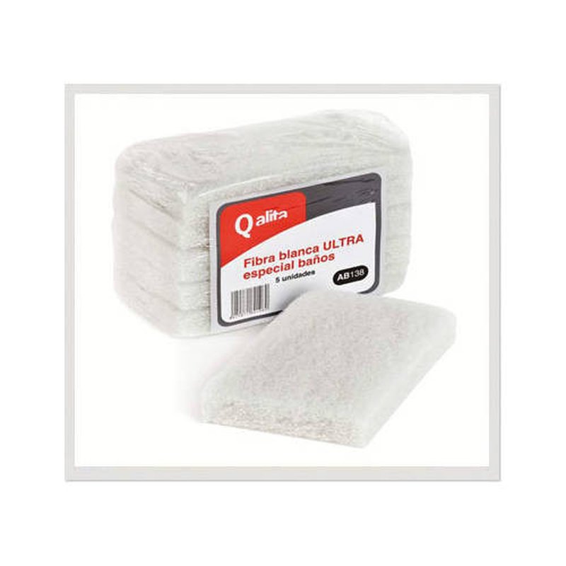 PAQUETE DE 5 ESTROPAJOS FIBRA BLANCA BAÑO ULTRA QALITA AB138 PAQUETE DE 5 ESTROPAJOS FIBRA BLANCA BAÑO ULTRA QALITA AB138