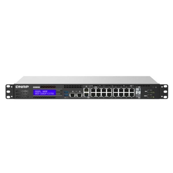 QNAP QGD-1602P Gestionado L2 Gigabit Ethernet (10/100/1000) Energía sobre Ethernet (PoE) 1U Negro, Gris