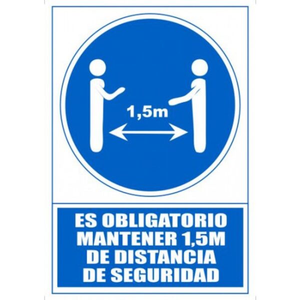SEÑAL "OBLIGATORIO MANTENER 1,5M DE DISTANCIA DE SEGURIDAD" 210 X 297MM PVC AZUL ARCHIVO 2000 6173-15 AZ