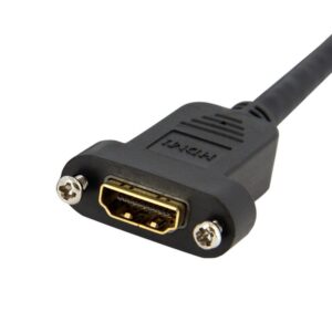 StarTech.com Cable Adaptador de 0,9m HDMI Hembra a Macho, Cable HDMI de Alta Velocidad 4K de Montaje en Panel, HDMI UHD 4K 30Hz, Ancho de Banda de 10,2Gbps, HDMI Hembra a Macho 4K