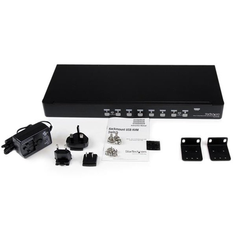 StarTech.com Conmutador Switch KVM 8 Puertos de Vídeo VGA HD15 USB 2.0 USB A - 1U Rack Estante - Imagen 4