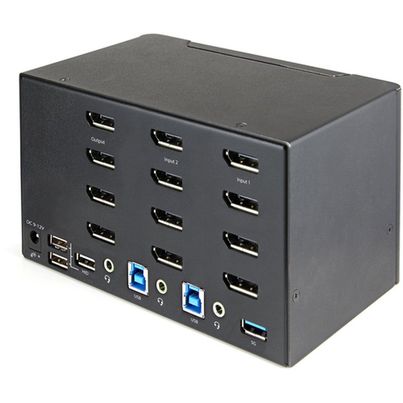 StarTech.com Switch Conmutador KVM de 2 Puertos DisplayPort 1.2 para 4 Monitores - DP HDR UHD 4K de 60Hz - Hub Ladrón de 2 Puertos USB 3.0 (5Gbps) - 4 Puertos USB 2.0 HID - Audio - Hotkeys - Imagen 2