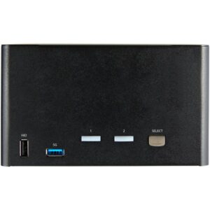 StarTech.com Switch Conmutador KVM de 2 Puertos DisplayPort 1.2 para 4 Monitores - DP HDR UHD 4K de 60Hz - Hub Ladrón de 2 Puertos USB 3.0 (5Gbps) - 4 Puertos USB 2.0 HID - Audio - Hotkeys