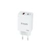 TooQ Cargador de Pared GaN USB-C/PD + USB-A/QC 45W, Blanco