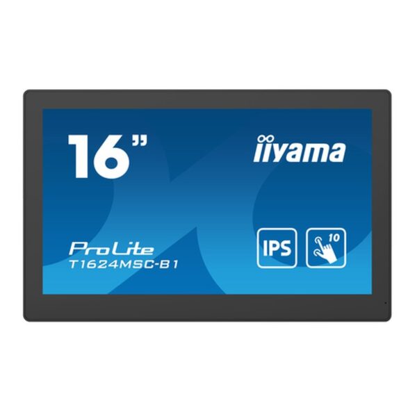iiyama T1624MSC-B1 pantalla de señalización Panel plano interactivo 39,6 cm (15.6") LCD 450 cd / m² Full HD Negro Pantalla táctil 24/7