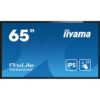 iiyama T6562AS-B1 pantalla de señalización Panel plano interactivo 163,8 cm (64.5") IPS 500 cd / m² 4K Ultra HD Negro Pantalla táctil Procesador incorporado Android 8.0 24/7