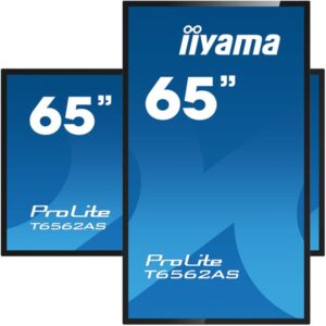 iiyama T6562AS-B1 pantalla de señalización Panel plano interactivo 163,8 cm (64.5") IPS 500 cd / m² 4K Ultra HD Negro Pantalla táctil Procesador incorporado Android 8.0 24/7