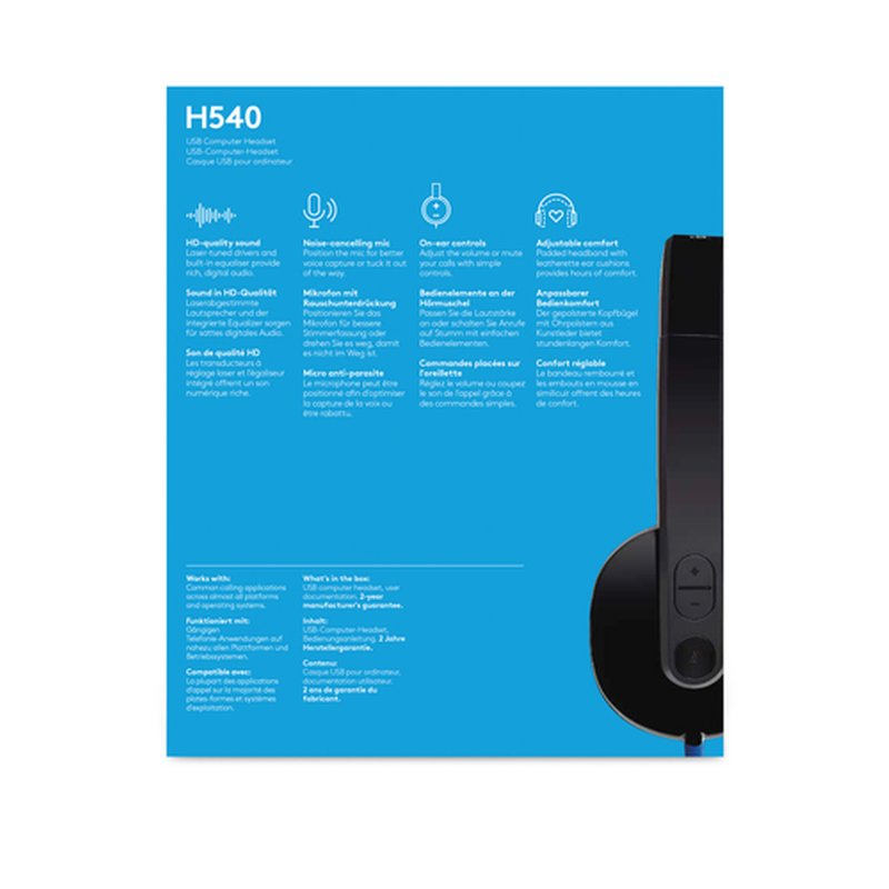 Logitech H540 USB Computer Headset Auriculares Alámbrico Diadema Oficina/Centro de llamadas USB tipo A Negro - Imagen 16