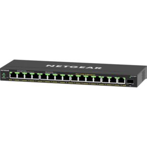 NETGEAR 16-Port High-Power PoE+ Gigabit Ethernet Plus Switch (231W) with 1 SFP port (GS316EPP) Gestionado Energía sobre Ethernet (PoE) Negro