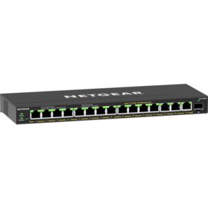 NETGEAR 16-Port High-Power PoE+ Gigabit Ethernet Plus Switch (231W) with 1 SFP port (GS316EPP) Gestionado Energía sobre Ethernet (PoE) Negro