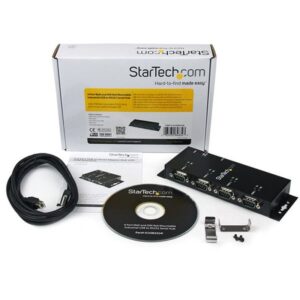StarTech.com Concentrador Adaptador USB a Serie RS232 DB9 4 Puertos – Riel DIN Industrial y Montaje en Pared