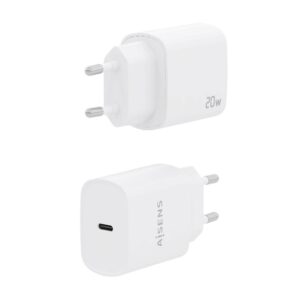 AISENS Cargador USB-C PD3.0 1 Puerto 1xUSB-C 20W, Blanco