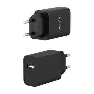 AISENS Cargador USB 10W alta eficiencia, 5V/2A, Negro