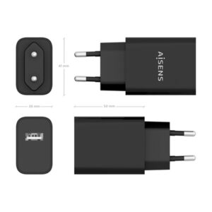 AISENS Cargador USB 10W alta eficiencia, 5V/2A, Negro