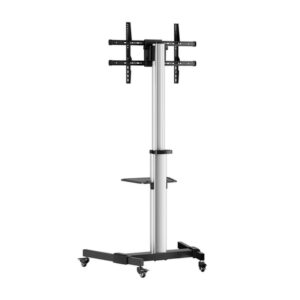 AISENS Floor Stand with Wheel, DVD Tray for Monitor/TV 50Kg from 37-86, Black-Silver AISENS Floor Stand with Wheel, DVD Tray for Monitor/TV 50Kg from 37-86, Black-Silver