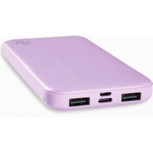 BATERIA EXTERNA UNIVERSAL NUBBEH TWISTER 10.000MAH 2XUSB + USB-C LILLAC