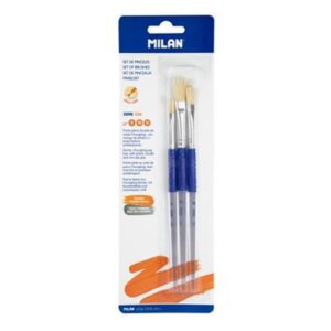 Alternative view of BLÍSTER 3 PINCELES PLANOS (PELO CERDA CHUNGKING) MANGO DE PLÁSTICO ERGO SERIE 526 Nº 8, 10 Y 12 MILAN BWM10464