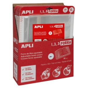 BLÍSTER 5 UDS. FORRO DE LIBROS CON SOLAPA AJUSTABLE PP 290 MM APLI 16913 BLÍSTER 5 UDS. FORRO DE LIBROS CON SOLAPA AJUSTABLE PP 290 MM APLI 16913