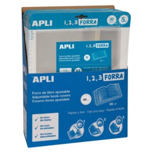 BLÍSTER 5 UDS. FORRO DE LIBROS CON SOLAPA AJUSTABLE PP 300 MM APLI 16914 BLÍSTER 5 UDS. FORRO DE LIBROS CON SOLAPA AJUSTABLE PP 300 MM APLI 16914