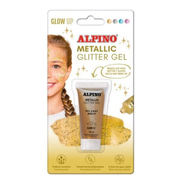 BLÍSTER MAQUILLAJE CON COLOR Y PURPURINA GLITTER DORADO ALPINO DL000602