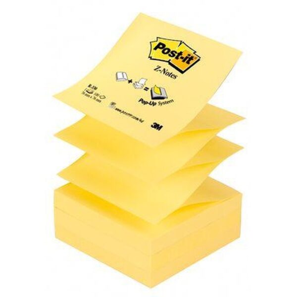 BLOC 100 HOJAS Z-NOTES ADHESIVAS 76X76MM CANARY YELLOW R330-CY-W10 POST-IT 7100317838