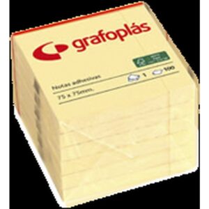 BLOC 100 NOTAS ADHESIVAS 75X75MM AMARILLAS GRAFOPLAS 65205460 | PACK 12 UNIDADES