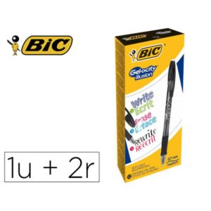 BOLIGRAFO DE GEL BORRABLE NEGRO BIC 516523 | PACK 12 UNIDADES
