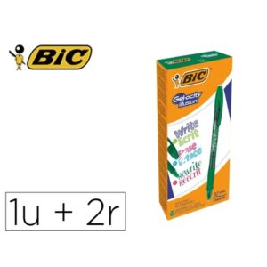 BOLIGRAFO DE GEL BORRABLE VERDE BIC 516531 | PACK 12 UNIDADES