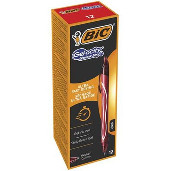 BOLIGRAFO GELOCITY QUICK DRY RETRACTIL TRAZO 0,7 MM. COLOR ROJO BIC 949874