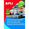 CAJA 100 HOJAS ETIQUETAS BLANCAS REMOVIBLES 38,0 X 21,2 MM APLI 3052 CAJA 100 HOJAS ETIQUETAS BLANCAS REMOVIBLES 38,0 X 21,2 MM APLI 3052