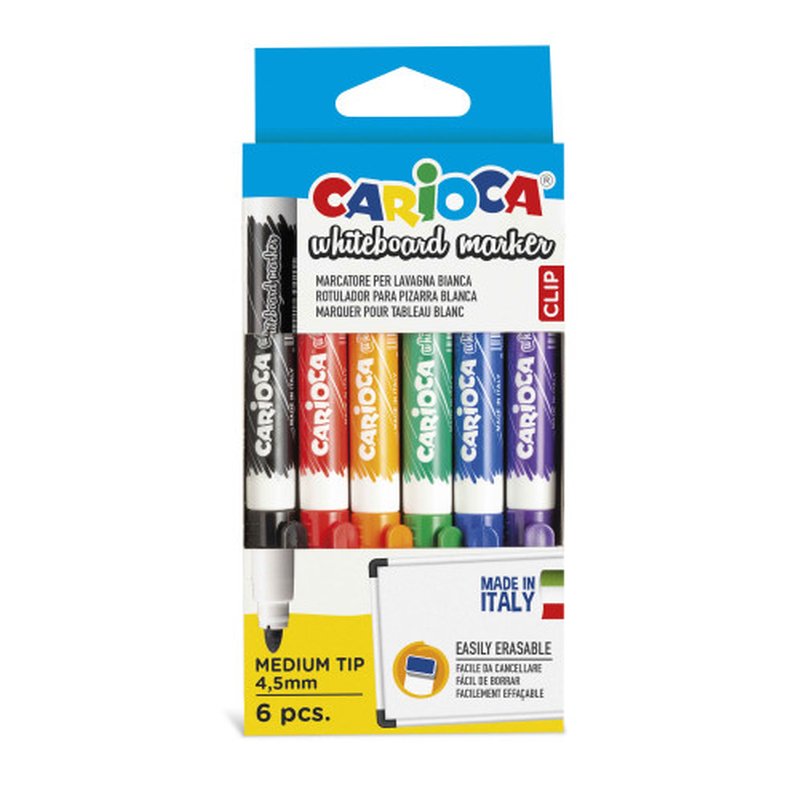 CAJA 6 ROTULADORES CLIP WHITEBOARD COLORES SURTIDOS CARIOCA 42921 CAJA 6 ROTULADORES CLIP WHITEBOARD COLORES SURTIDOS CARIOCA 42921