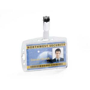 CAJA DE 25 IDENTIFICADORES RIGIDOS CON PINZA PARA TARJETAS 54X85 DURABLE 8005-19