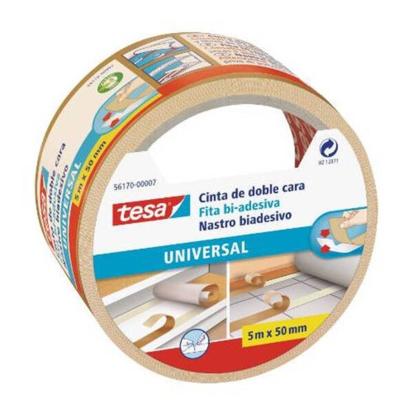 CINTA ADHESIVA UNIVERSAL DOBLE CARA ESPECIAL MOQUETAS 50MM.X5M. TESA 56170-00007-11 | PACK 6 UNIDADES