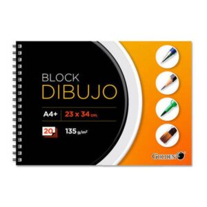 CUADERNO DE DIBUJO A4+ 135 GR. 20 HOJAS CON RECUADRO GOLDEN 321537 | PACK 5 UNIDADES