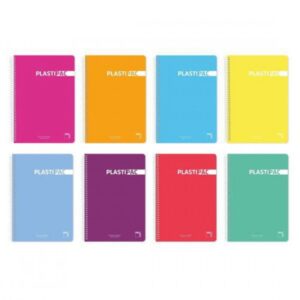 CUADERNO PLASTIPAC 90 GRS. TAPA POLIPROPILENO FOLIO 80 HOJAS C.46 CON MARGEN SURTIDO PACSA 16476 | PACK 5 UNIDADES